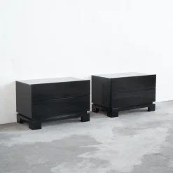 Pamono Black Lacquered High Gloss Cabinets by Emiel Veranneman, Belgium, 1980s, Set of 2 New