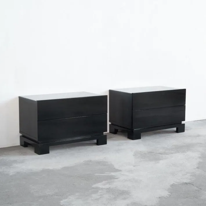 Pamono Black Lacquered High Gloss Cabinets by Emiel Veranneman, Belgium, 1980s, Set of 2 New