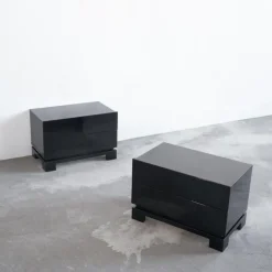 Pamono Black Lacquered High Gloss Cabinets by Emiel Veranneman, Belgium, 1980s, Set of 2 New