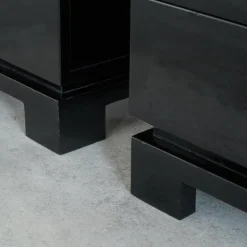 Pamono Black Lacquered High Gloss Cabinets by Emiel Veranneman, Belgium, 1980s, Set of 2 New