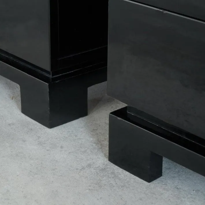 Pamono Black Lacquered High Gloss Cabinets by Emiel Veranneman, Belgium, 1980s, Set of 2 New