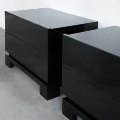 Pamono Black Lacquered High Gloss Cabinets by Emiel Veranneman, Belgium, 1980s, Set of 2 New