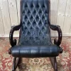 Pamono Black Leather Chesterfield Rocking Chair Hot