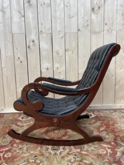 Pamono Black Leather Chesterfield Rocking Chair Hot