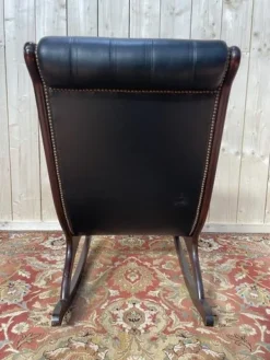 Pamono Black Leather Chesterfield Rocking Chair Hot