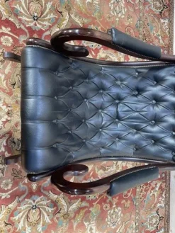 Pamono Black Leather Chesterfield Rocking Chair Hot