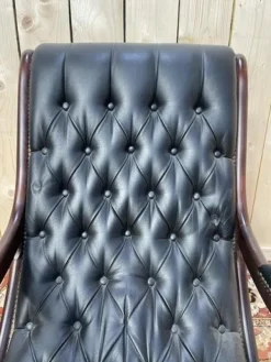 Pamono Black Leather Chesterfield Rocking Chair Hot
