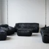 Pamono Black Leather Sandra Sofa Set by Annie Hieronimus for Ligne Roset, 1973, Set of 7 Outlet