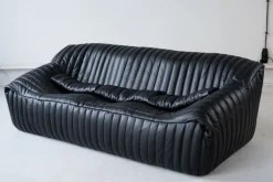 Pamono Black Leather Sandra Sofa Set by Annie Hieronimus for Ligne Roset, 1973, Set of 7 Outlet