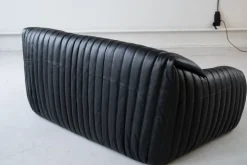 Pamono Black Leather Sandra Sofa Set by Annie Hieronimus for Ligne Roset, 1973, Set of 7 Outlet