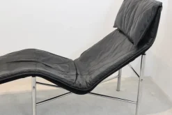 Pamono Black Leather Skye Chaise Longue by Tord Björklund for Ikea, 1970s Discount