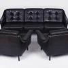 Pamono Black Leather Sofa and 2 Armchairs, Germany, 1960s, Set of 3 Discount
