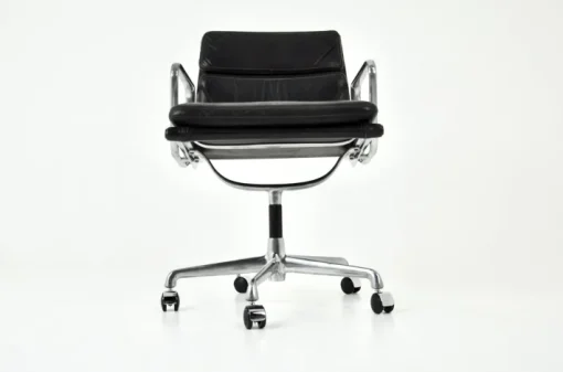 Pamono Black Leather Soft Pad Office Chair by Charles & Ray Eames for ICF, 1970s Clearance