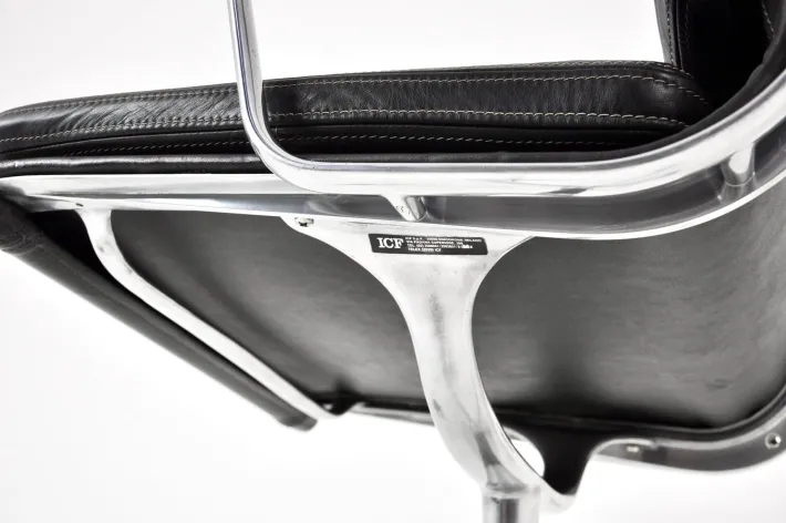 Pamono Black Leather Soft Pad Office Chair by Charles & Ray Eames for ICF, 1970s Clearance