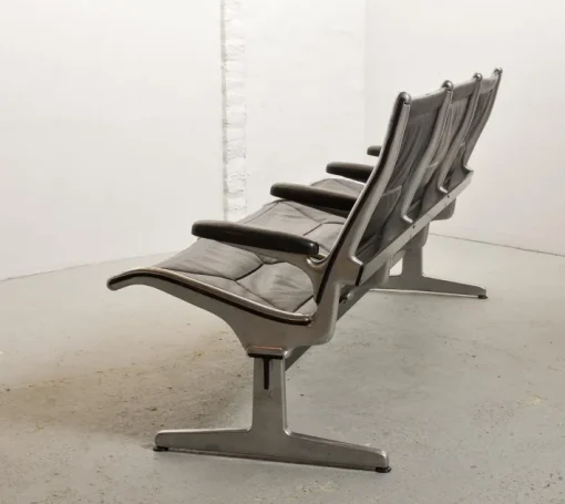 Pamono Black Leather Tandem Sling 3-Seater Airport Bench by Charles & Ray Eames for Herman Miller, 1962 Best