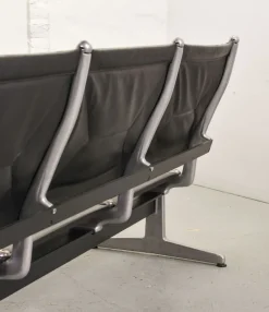 Pamono Black Leather Tandem Sling 3-Seater Airport Bench by Charles & Ray Eames for Herman Miller, 1962 Best