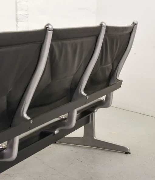 Pamono Black Leather Tandem Sling 3-Seater Airport Bench by Charles & Ray Eames for Herman Miller, 1962 Best