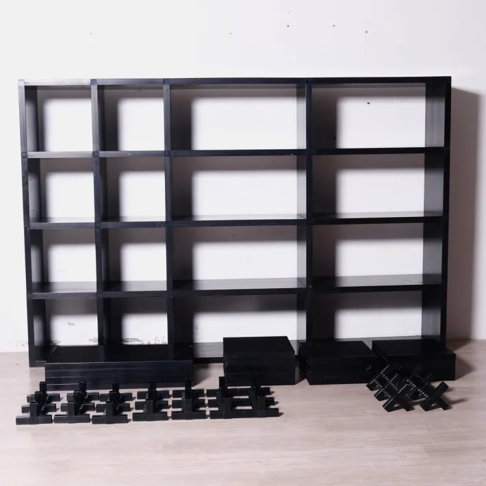 Pamono Black Modular Bookcase by Giulio A. Polvara for Kartell, 1970s Clearance