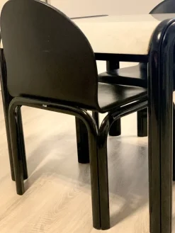 Pamono Black Orsay Table and Chair by Gae Aulenti for Knoll International, 1970s, Set of 2 Clearance