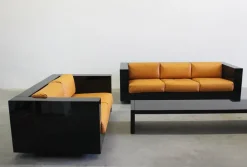 Pamono Black Sarantoga Living Room Set by Massimo & Lella Vignelli for Poltronova, 1960s, Set of 5