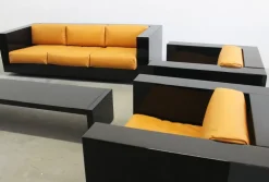 Pamono Black Sarantoga Living Room Set by Massimo & Lella Vignelli for Poltronova, 1960s, Set of 5