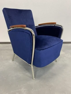 Pamono Blue Chrome Armchairs by Jozsef Peresztegi, 1950s, Set of 2 Discount