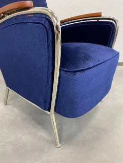 Pamono Blue Chrome Armchairs by Jozsef Peresztegi, 1950s, Set of 2 Discount