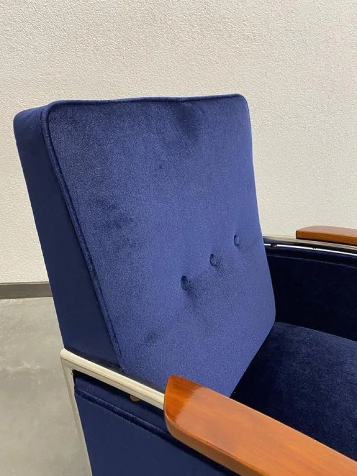 Pamono Blue Chrome Armchairs by Jozsef Peresztegi, 1950s, Set of 2 Discount