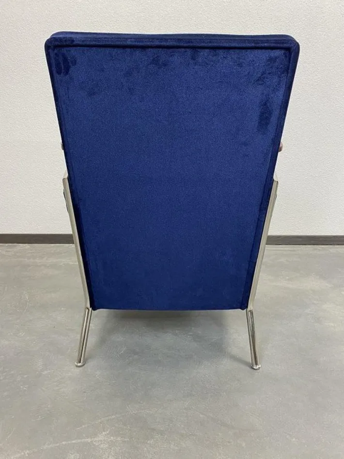 Pamono Blue Chrome Armchairs by Jozsef Peresztegi, 1950s, Set of 2 Discount