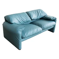 Pamono Blue Maralunga Sofa by Vico Magistretti for Cassina, 2000s New