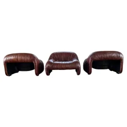 Pamono Bonanza Armchairs in Brown Leather by Tobia & Afra Scarpa for C & B Italia, 1970s, Set of 3 Clearance