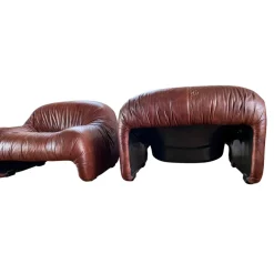 Pamono Bonanza Armchairs in Brown Leather by Tobia & Afra Scarpa for C & B Italia, 1970s, Set of 3 Clearance