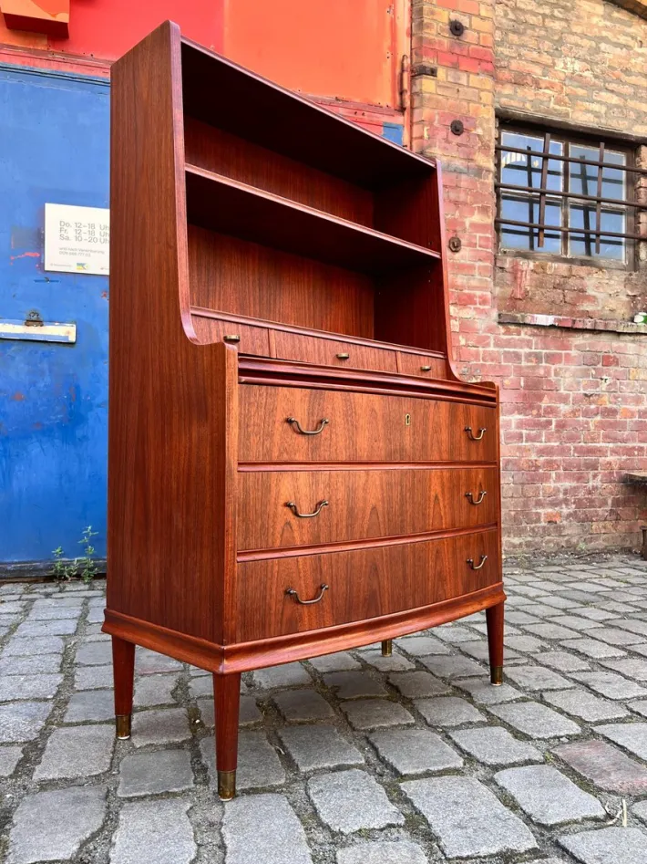 Pamono Bookcase with Secretary and Chest of Drawers in Teak, Denmark