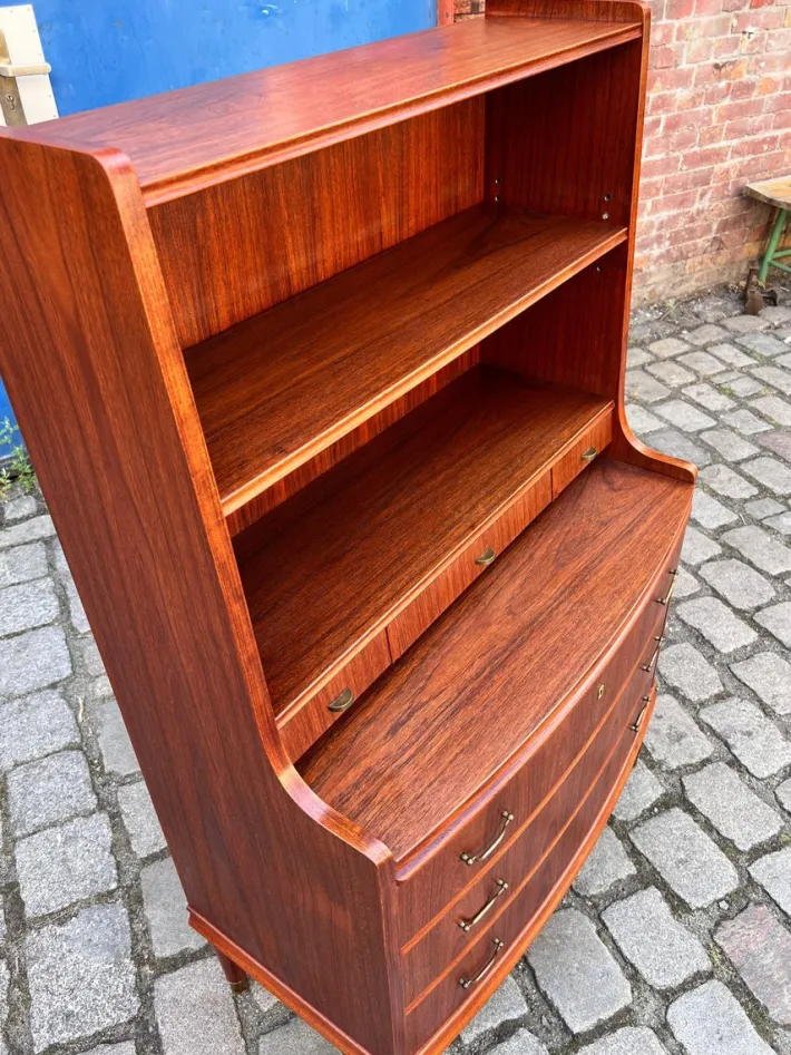 Pamono Bookcase with Secretary and Chest of Drawers in Teak, Denmark