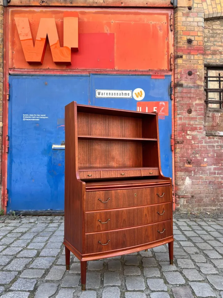 Pamono Bookcase with Secretary and Chest of Drawers in Teak, Denmark