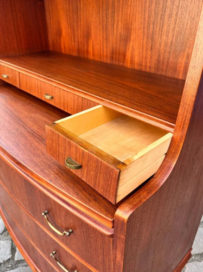 Pamono Bookcase with Secretary and Chest of Drawers in Teak, Denmark