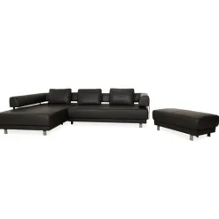 Pamono Brand Face Corner Sofa and Ottoman in Dark Grey Leather from Ewald Schillig, Set of 2 Best