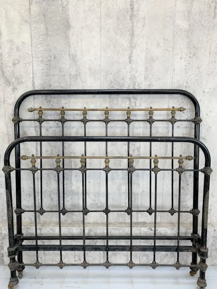 Pamono Brass and Black Metal Bed Frame Sale