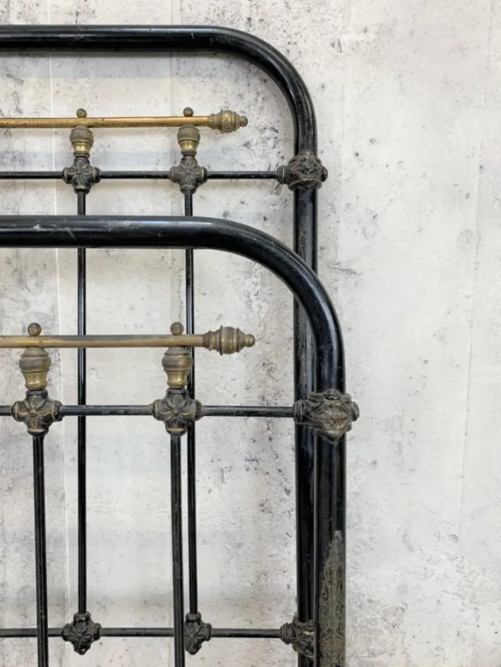 Pamono Brass and Black Metal Bed Frame Sale