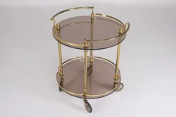 Pamono Brass and Smoked Glass Trolley, 1970s New