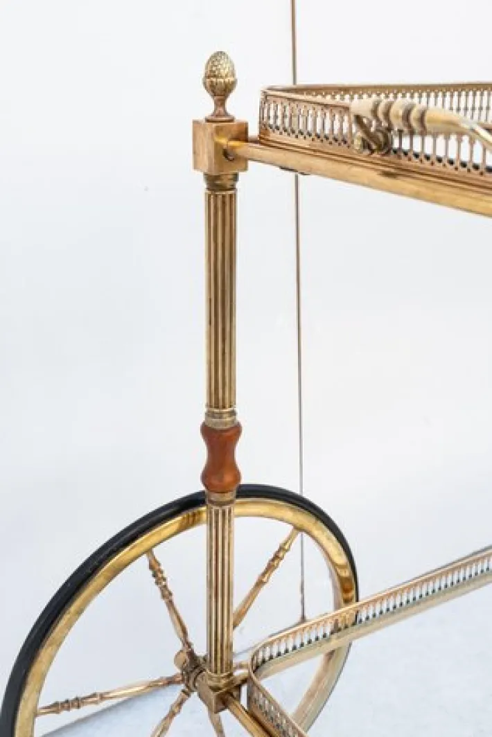 Pamono Brass Bar Cart with Glass Tops, France, 1950s Clearance