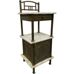 Pamono Brass Bedside Table with Marble Top, 1920s Clearance