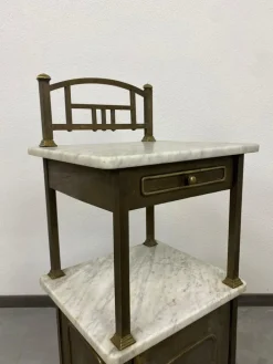 Pamono Brass Bedside Table with Marble Top, 1920s Clearance