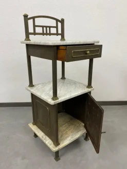 Pamono Brass Bedside Table with Marble Top, 1920s Clearance