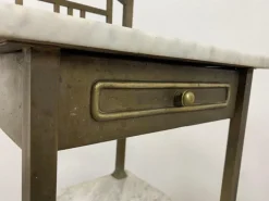 Pamono Brass Bedside Table with Marble Top, 1920s Clearance