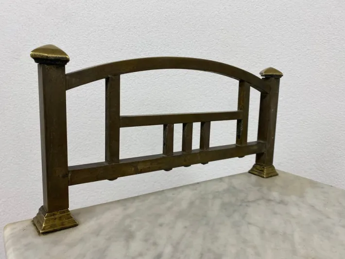 Pamono Brass Bedside Table with Marble Top, 1920s Clearance
