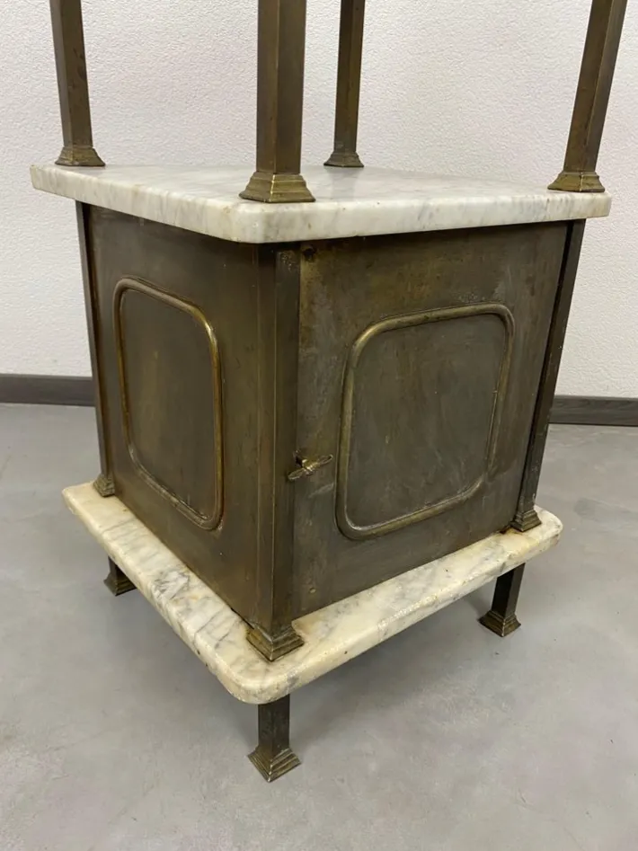 Pamono Brass Bedside Table with Marble Top, 1920s Clearance
