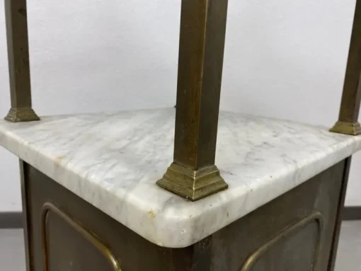 Pamono Brass Bedside Table with Marble Top, 1920s Clearance
