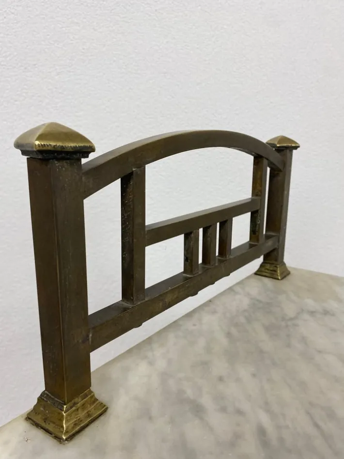 Pamono Brass Bedside Table with Marble Top, 1920s Clearance