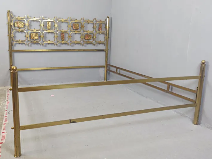 Pamono Brass Double Bed by Osvaldo Borsani, Italy, 1960s Hot